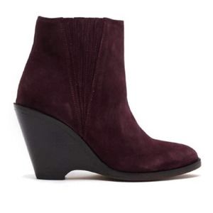 Seychelles Park Suede Wedge Bootie In Purple Size 8 New